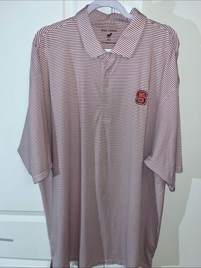 Horn Legend White Red Stripe NC State Wolfpack Performance Golf Polo Shirt 3XL
